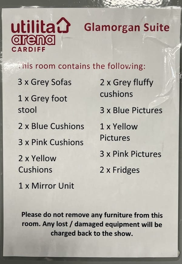 List of the contents of the Glamorgan Suite